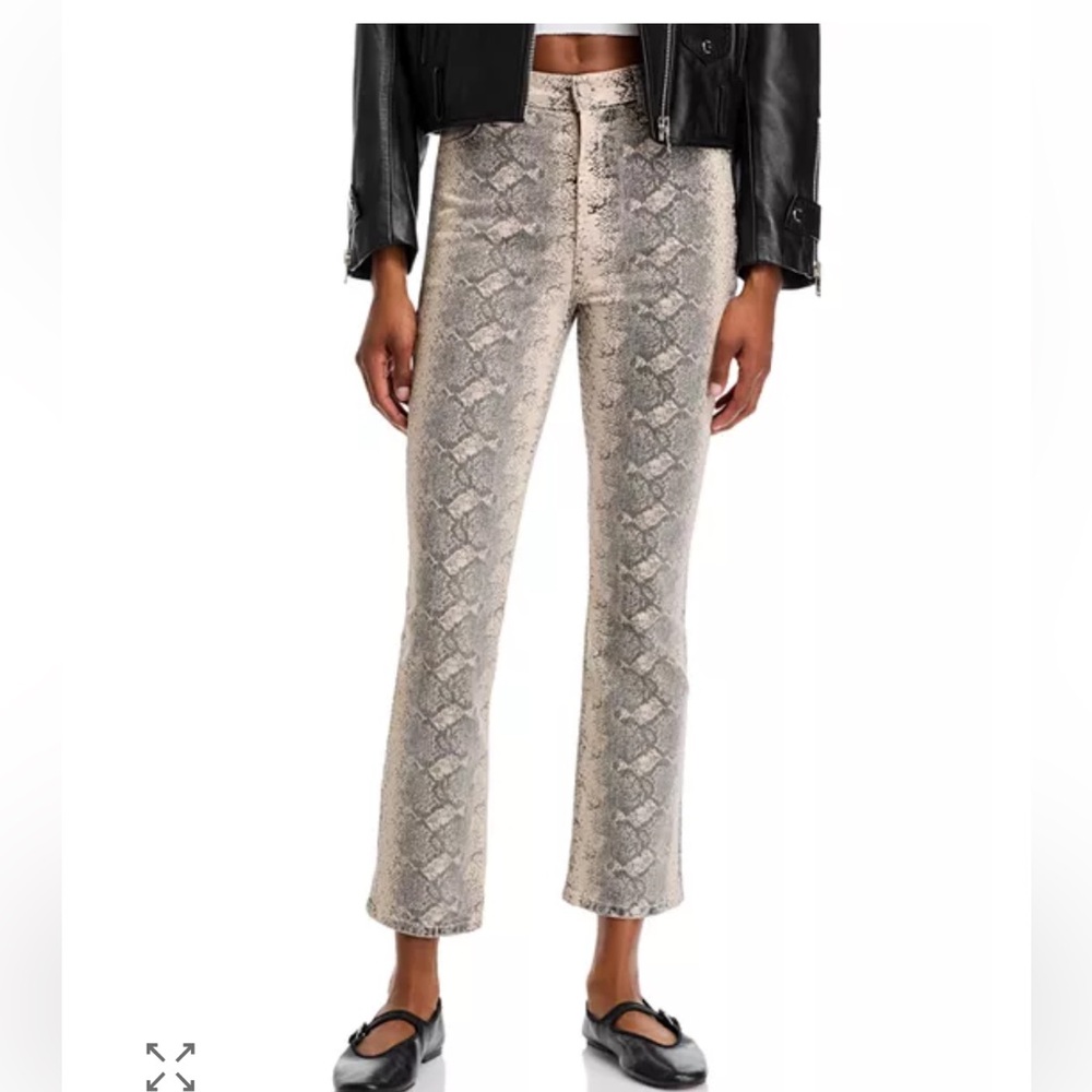 MOTHER Snake Print Jeans - Gray and Cream